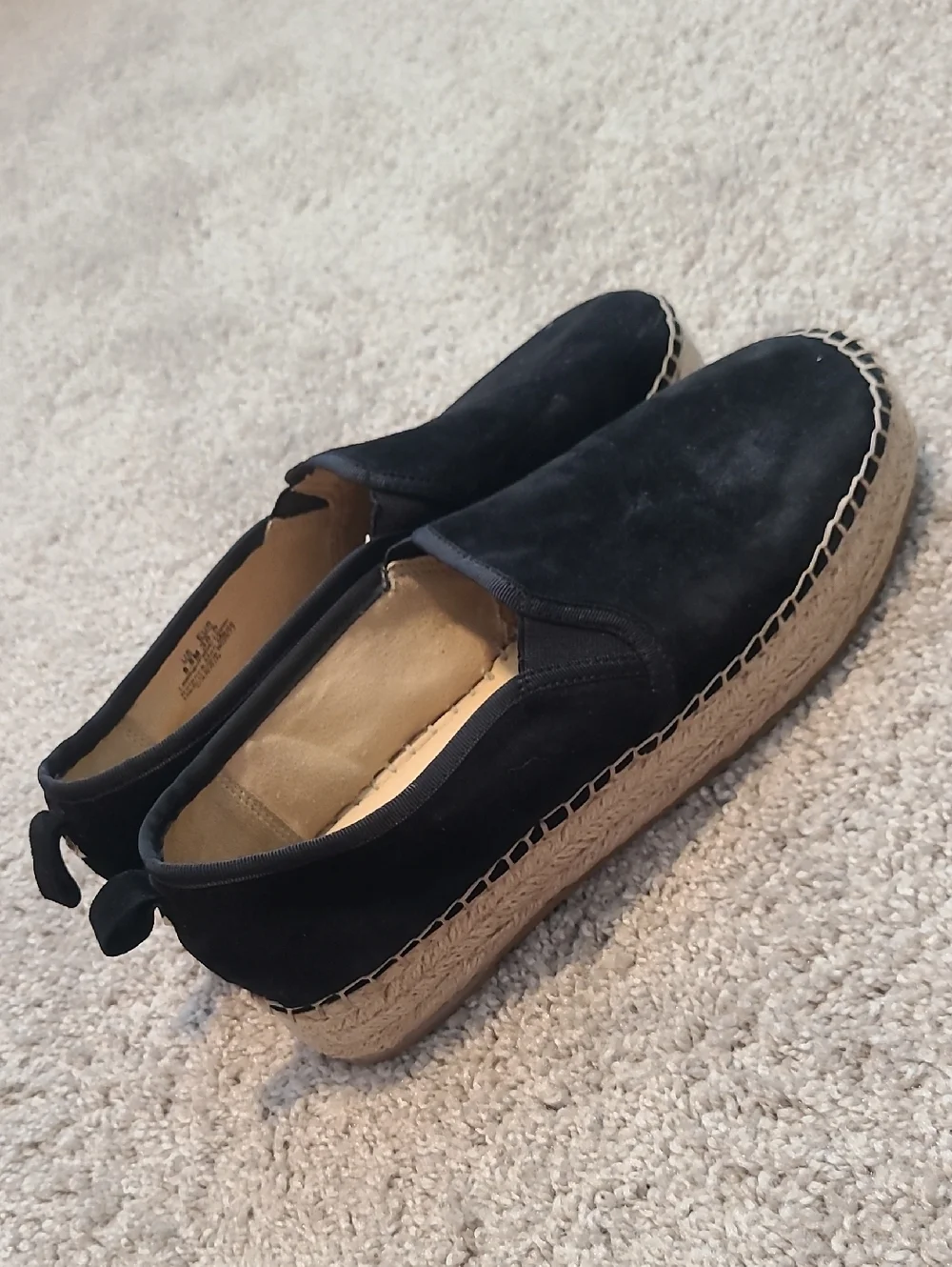 GUC Sam Edelman Carrin Espadrille Straw Black Suede Slip-ons Women's Sz 8.5M